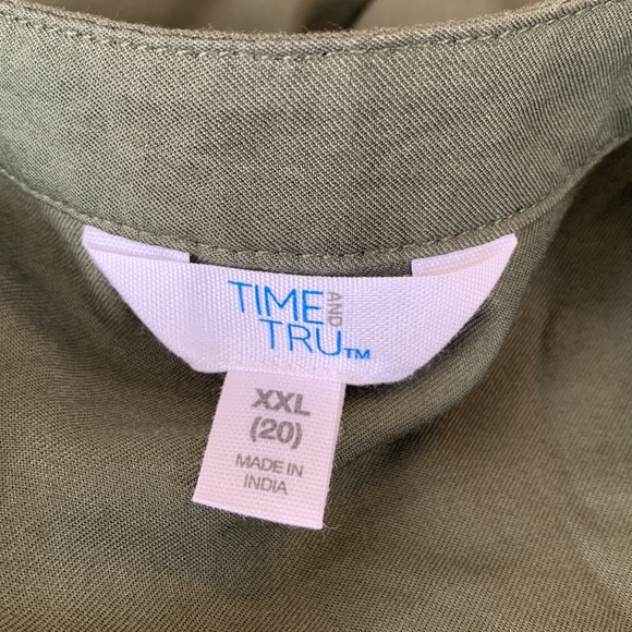Time And Tru 100% Viscose Olive Green Button Down Shirt Dress - Picture 5 of 8